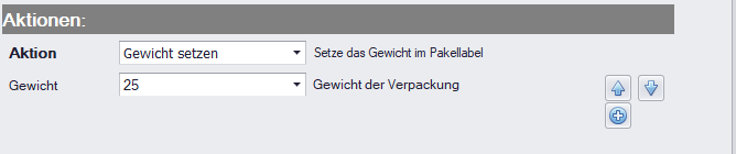 Verpackungsgewicht setzen