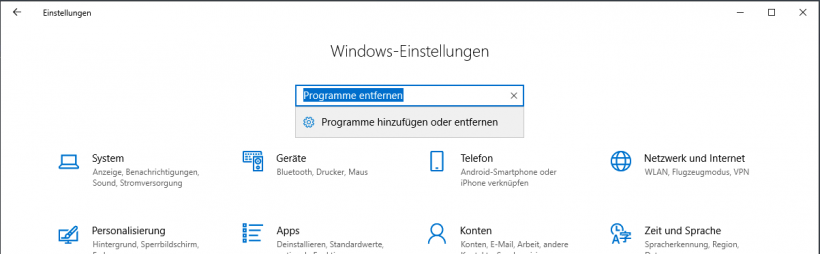 Windows 10 - Programme hinzufügen und entfernen