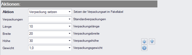 Parameter Verpackung